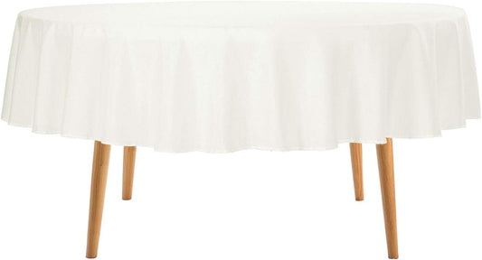 Ascoza 12pack 70 Inch Ivory Round Tablecloth in Polyester Fabric for Wedding/Banquet/Restaurant/Parties