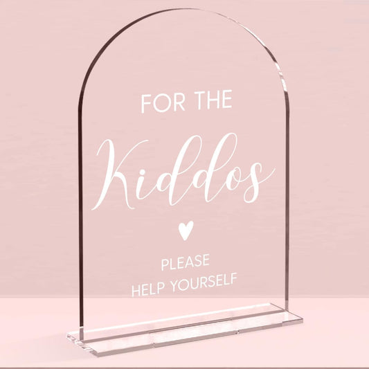 Wedding Sign，For The Kiddos Wedding Sign, Kids Wedding Activities Acrylic Plaque,Please Help Yourself Sign, Wedding Signs For Ceremony And Reception 5 x 7 Inch (White)