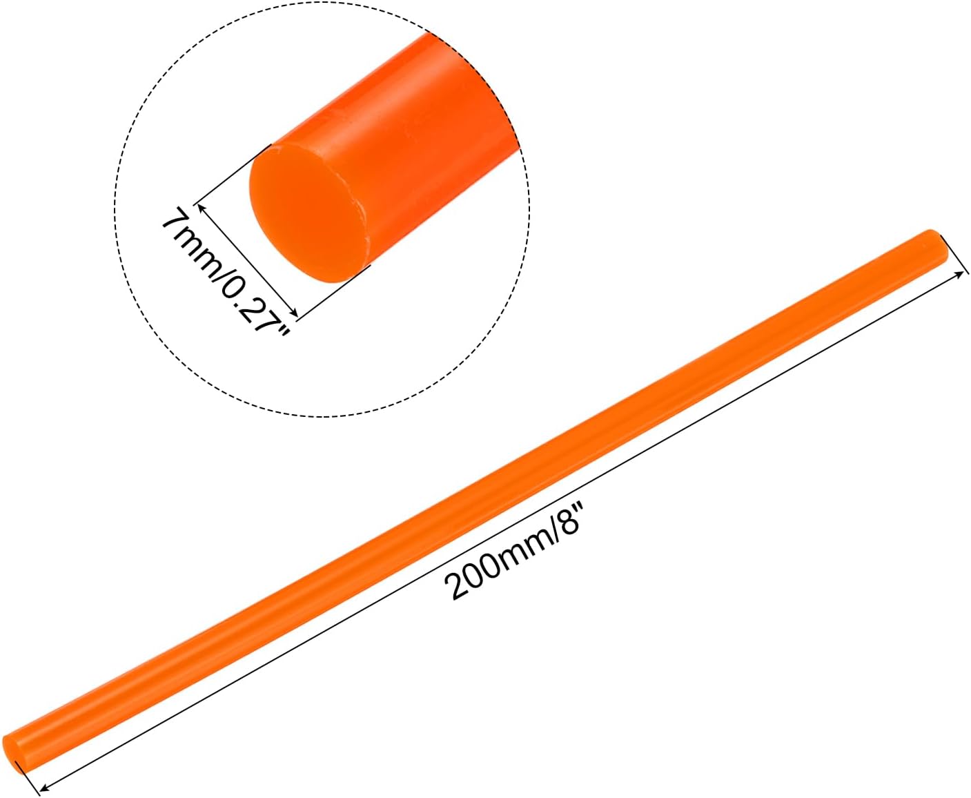 uxcell 20pcs Hot Glue Sticks for Glue Gun 7mm/0.28-inch x 8-inch Mini Hot Melt Adhesive Glue Stick Orange
