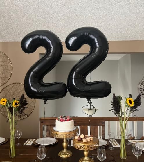 40 Inch Big Black Number 22 Balloon Birthday Decoration, Numbers 22 Helium Balloons 22 Celebration, Boy Girl Baby Anniversary Party Graduations Supplies Decorations