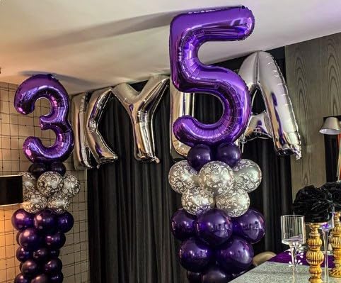Large Purple Number 3 Balloon 40 Inch, 3 Three Wednesday Birthday Balloons,3rd 13 30 31 33 43 53 Birthday Party Decorations, Purple Birthday Parties Anniversary Graduation Supplies