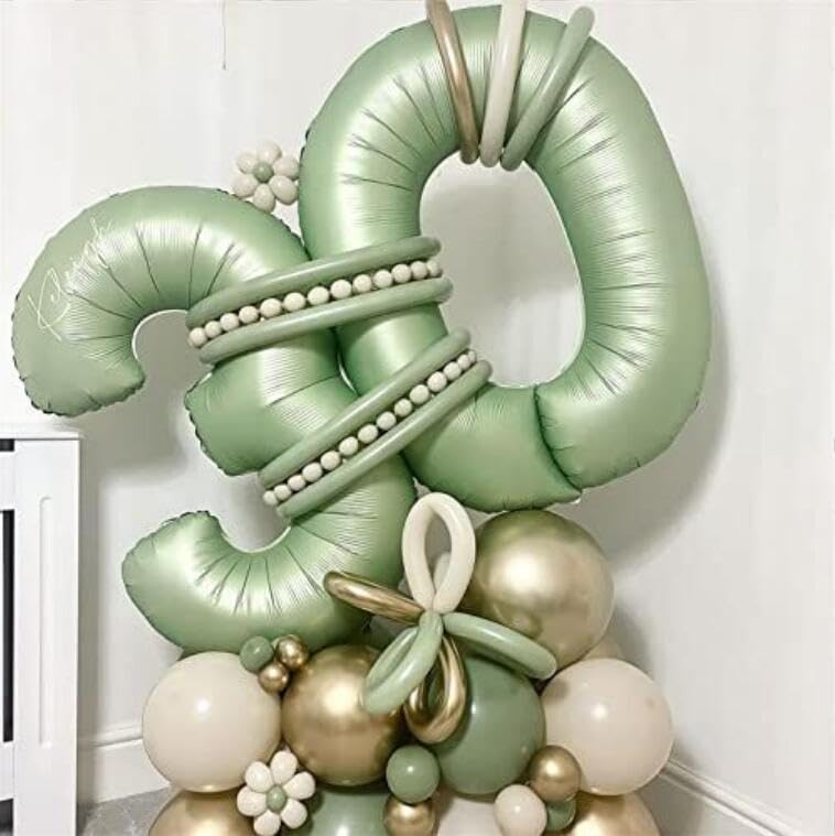 40 inch Olive Green Number 3 Balloon Large Jumbo Digit 3 Foil Helium Number Balloon for Wedding Anniversary Celebration 3rd 13 23 30 Boy Girl Birthday Party Decorations