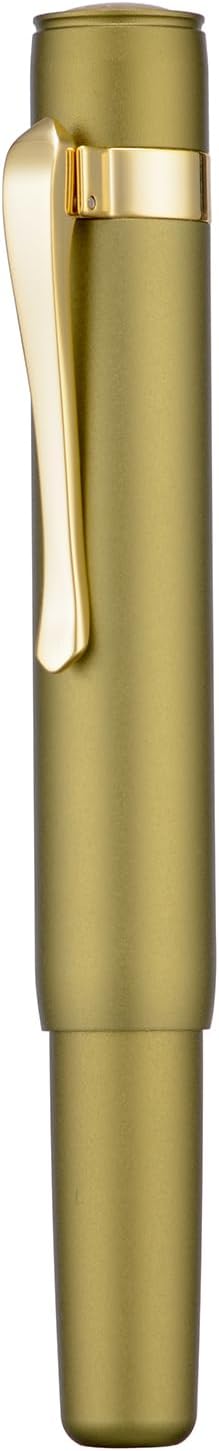 HONG DIAN M2 Black Forest Mini Fountain Pen, Medium Nib & Sleek Shape Aluminium Short Pocket Travel Pen (Olive Green)