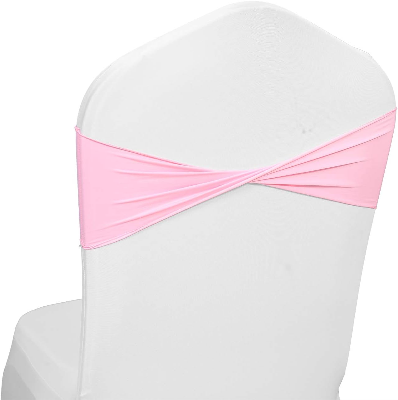 VDS Pack of 150 PCS | Pink | Spandex Chair Sashes Bows Without Buckle | Stretch Elastic Banquet Universal Folding Chair Band Tie with for Wedding Party Conference Celebration Event Decoration