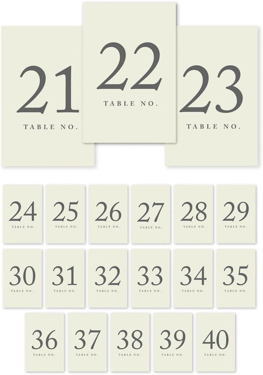 Andaz Press Table Numbers 21-40 on Perforated Paper, Ivory, 4x6-inch Single Sided Sign, 1-Set, For Weddings, Engagement