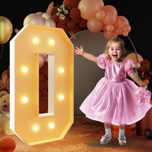 imprsv 3FT Block Marquee Letters Light Up Letters for Birthday Baby Shower Party Backdrop Decor, Large Light Up O for Wedding Decorations Engagement Party Decorations