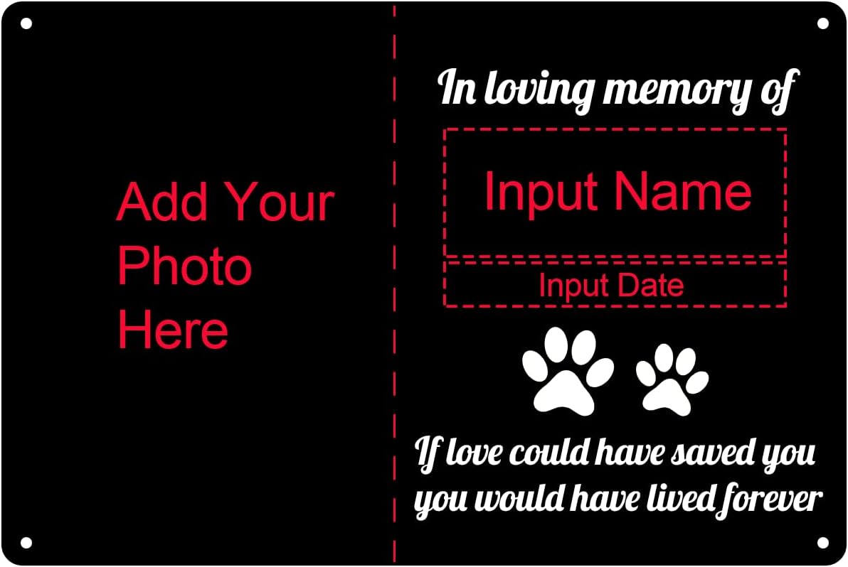 Custom Dog Memorial Metal Signs - Personalized Dog Photo Memory Sign as Dog Memorial Gifts for Loss of Dog, in Loving Memory of Pet Signs for Pet Loss Sympathy Gift