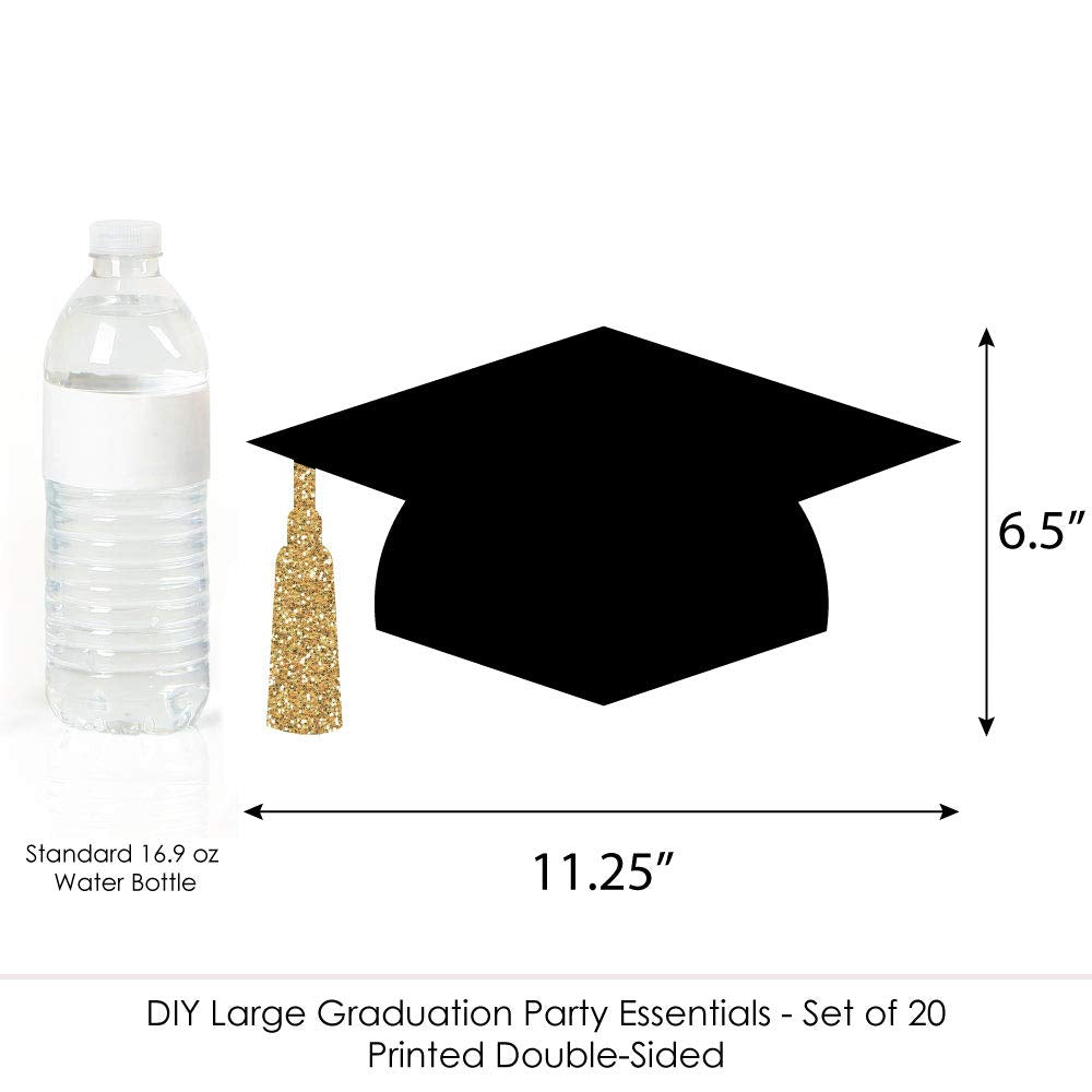 Big Dot of Happiness Gold Graduation Decorations - Cap Essentials, Elegant Golden Accents