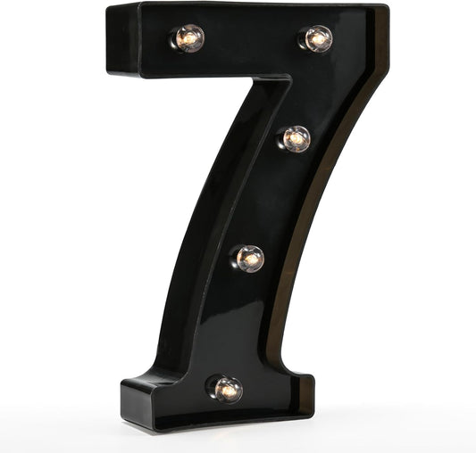 Light Up Black Alphabet Marquee Number Sign LED Marquee Number Lights Sign for Night Light Home Bar Christmas Lamp Birthday Party Wedding Decoration 7