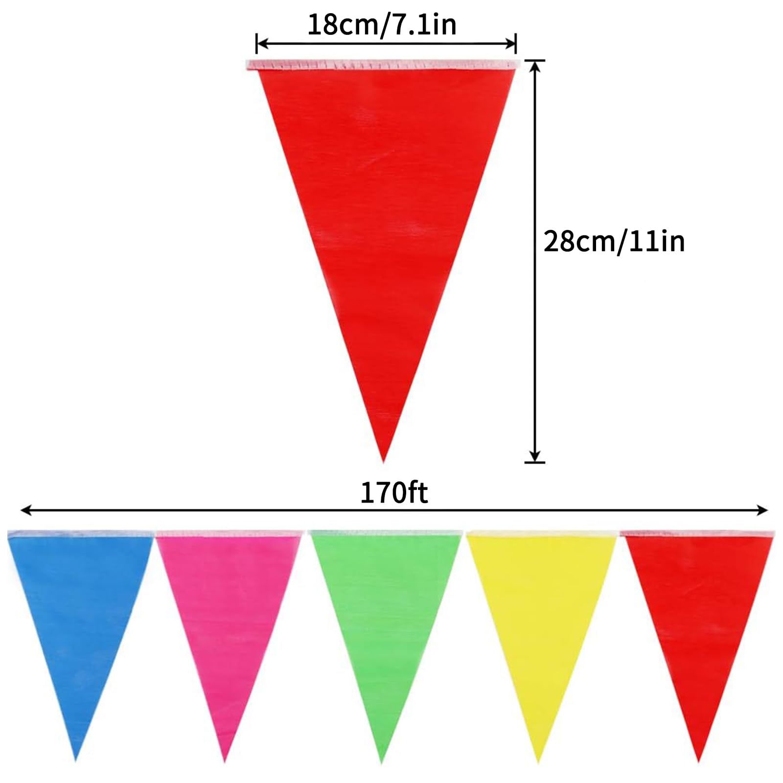 RUBFAC 1020ft 720pcs Colorful Pennant Banner Flags