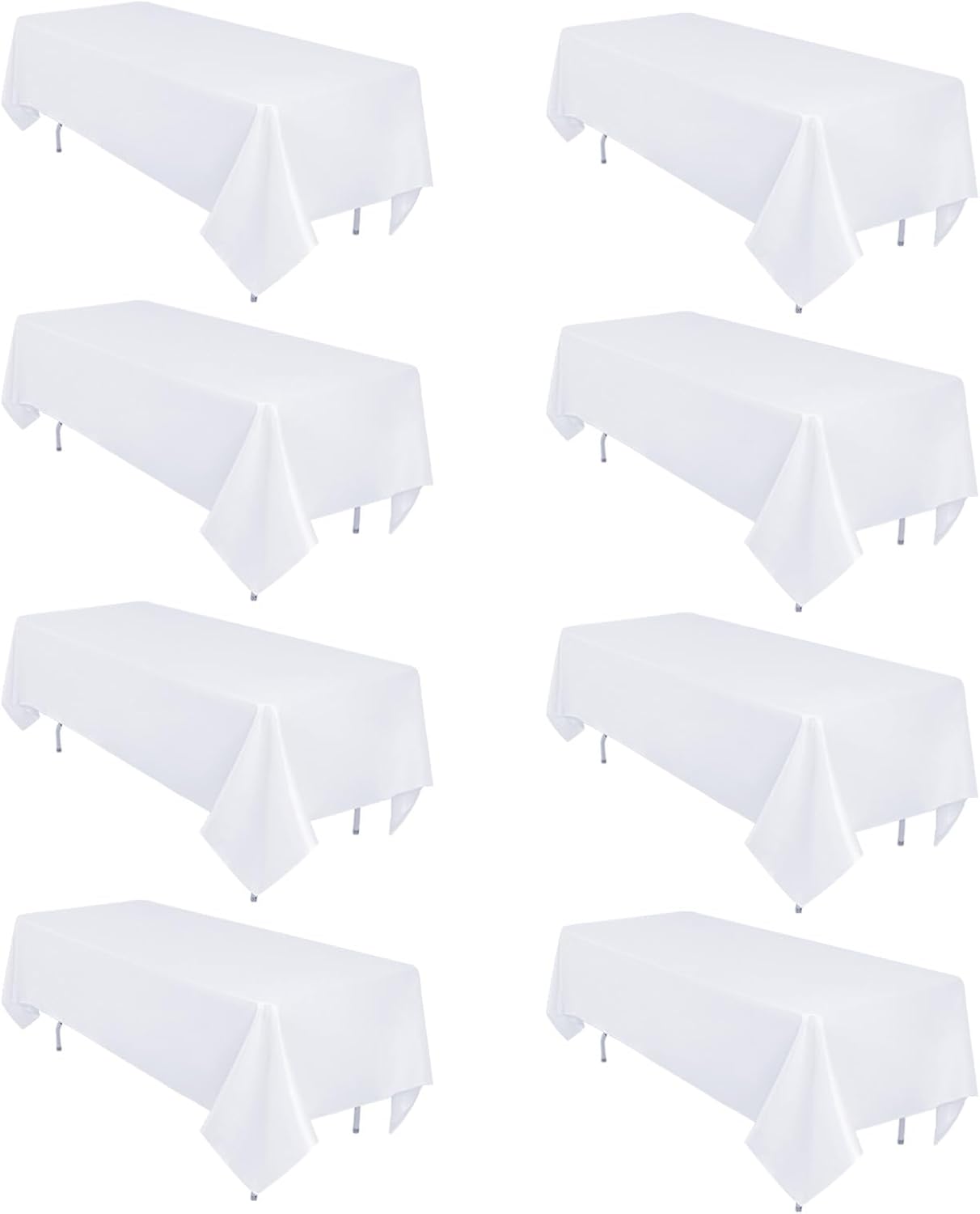 8 Pack White Table Cloth 60 x 126 Inch Rectangular Tablecloths for 8 Foot Rectangle Tables, Wrinkle Resistant White Tablecloth Washable Polyester Fabric Table Covers for Buffet Wedding Party Banquet