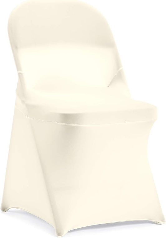 Peomeise Stretch Spandex Folding Chair Cover for Wedding Party Dining Banquet Event (Ivory,6pcs)