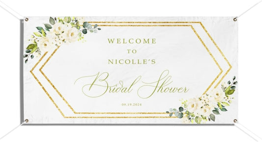 Personalized Bridal Shower Banner, Pastel Rainbow, 12x24 Inches, Wall Mount, Girls