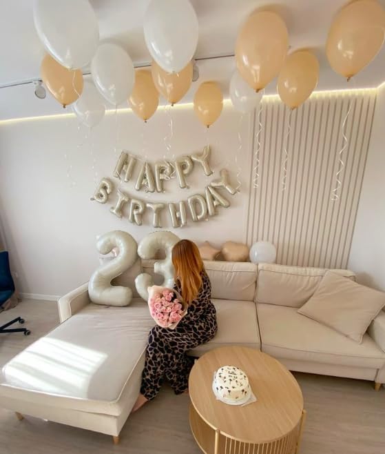 40 Inch Cream White 23 32 Large Number Balloon, 23 32 Cream White Birthday Party Decorations, Numbers 23 32 Foil Balloons for Anniversary Graduations Celebration Supplies