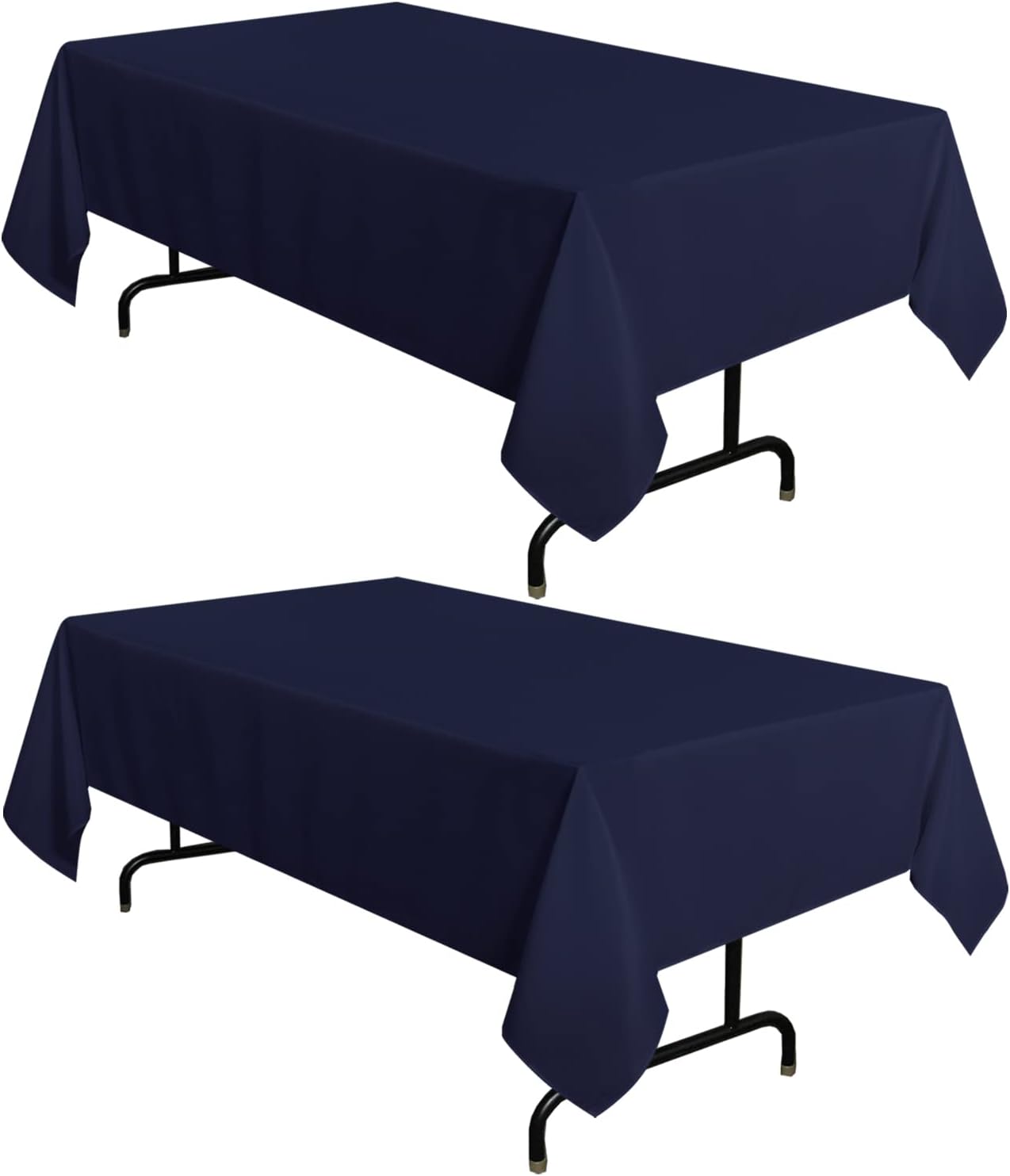 sancua 2 Pack Navy Tablecloth 60 x 102 Inch, Rectangle 6 Feet Table Cloth - Stain and Wrinkle Resistant Washable Polyester Table Cover for Dining Tables, Buffet Parties and Camping
