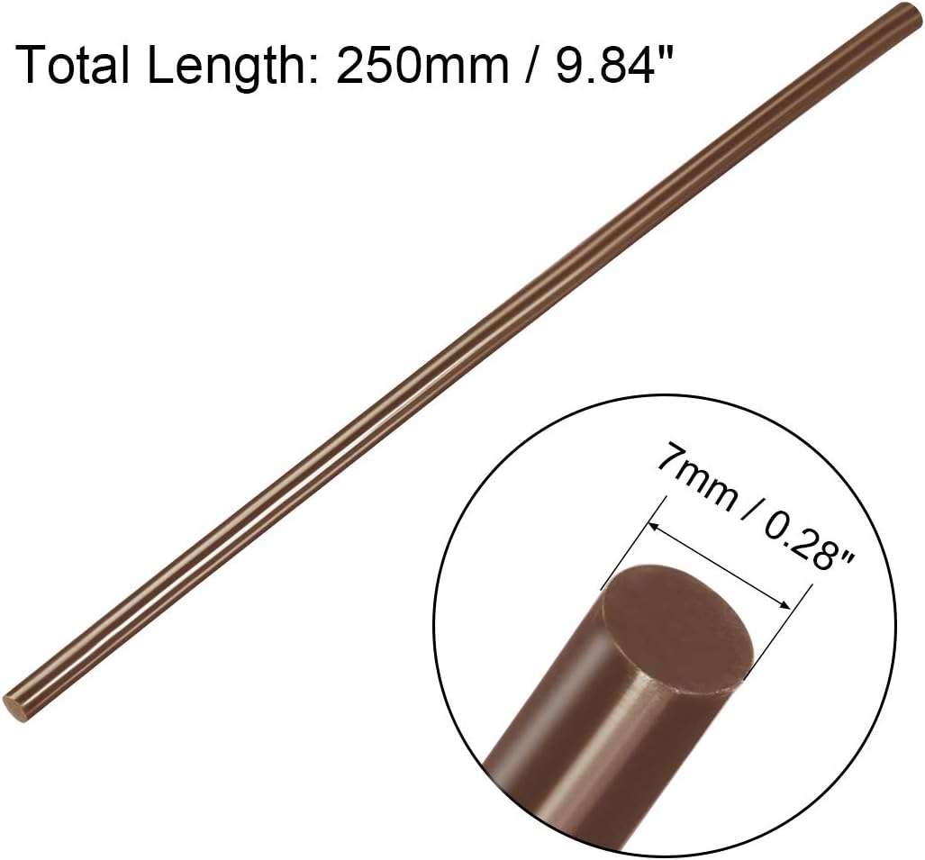 uxcell 20pcs Hot Glue Sticks for Glue Gun 7mm/0.28-inch x 10-inch Mini Hot Melt Adhesive Glue Stick Brown