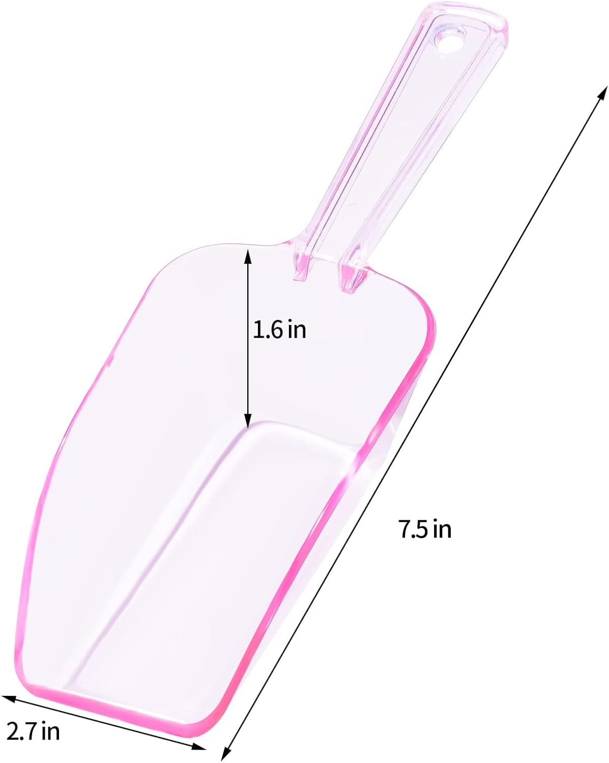 Ice Scoop for Freezer, Clear Pink Plastic Candy Buffet Scoopers, Acrylic Multi-purpose Kitchen Scoop for Party Wedding Popcorn Cookie Dry Goods, 6 Pack 7.5 In