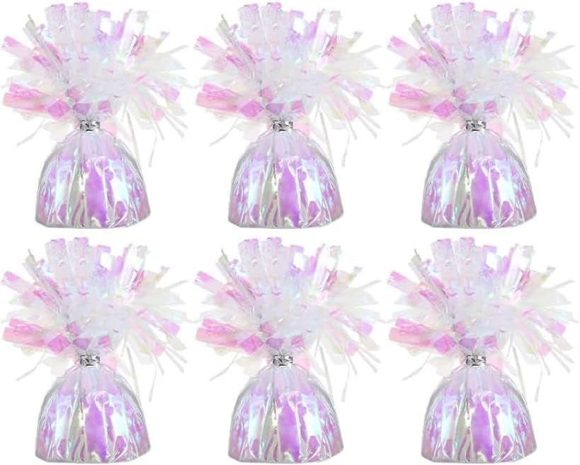 Metallic Balloon Weights, Pink Iridesecent Birthday Party Favors, Novelty and Gag Gifts, 5.5" Inches, 6-Pack