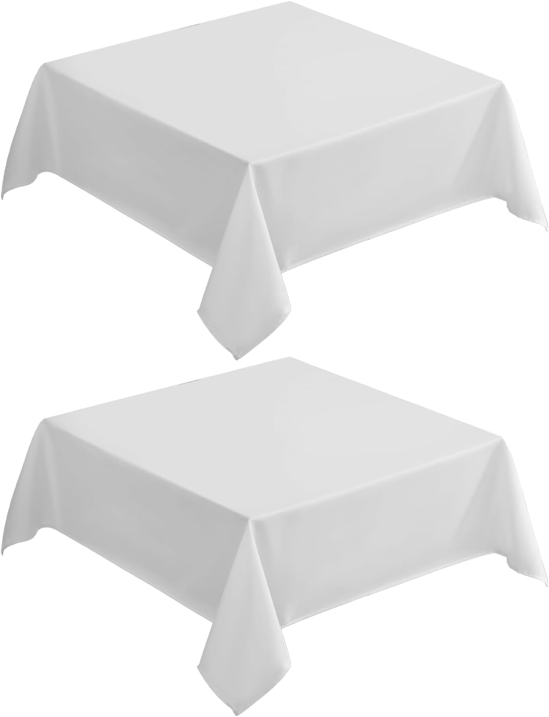 VidaFete Square Tablecloth 2 Pack 52 x 52 Inch Tablecloths Stain Wrinkle Resistant Polyester Dining Table Cover for Kitchen Dinning Party Wedding Rectangular Tabletop Buffet Decoration(White)