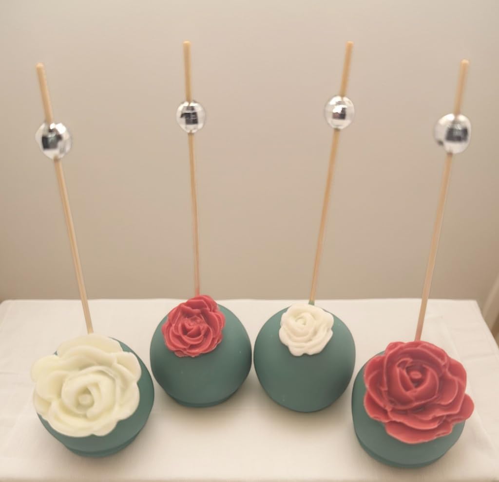 4 Pcs Rose Flower Silicone Molds, Fondant Cake Flower Mold Silicone Polymer Clay Molds Rose Clay Mold for Cupcake DIY Crafts Cake Decoration Roxjaejae