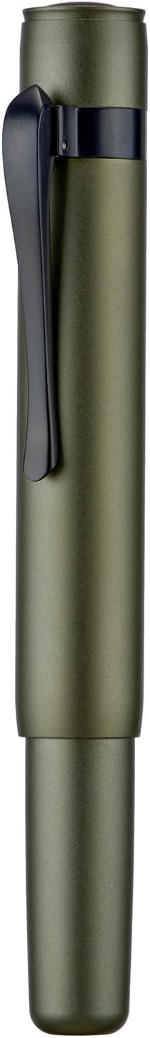 Hongdian M2 Black Forest Mini Fountain Pen, Fine Soft Nib & Sleek Shape Aluminium Short Pocket Travel Pen (Army Green)