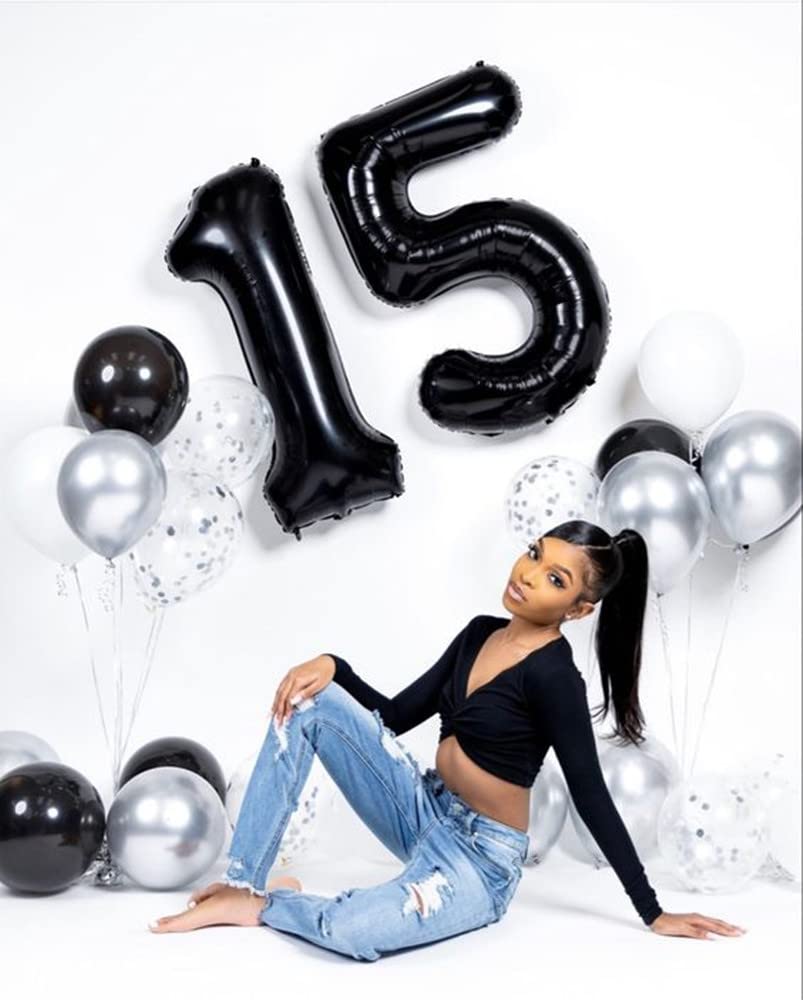 Number Balloons 40 Inch Black 1 Balloon for Birthday Men Party Decorations