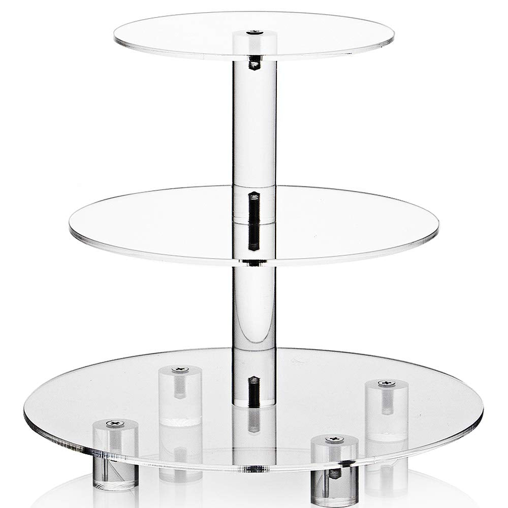 Acrylic Cupcake Stand Clear Round Dessert Tower Holder Display with Base