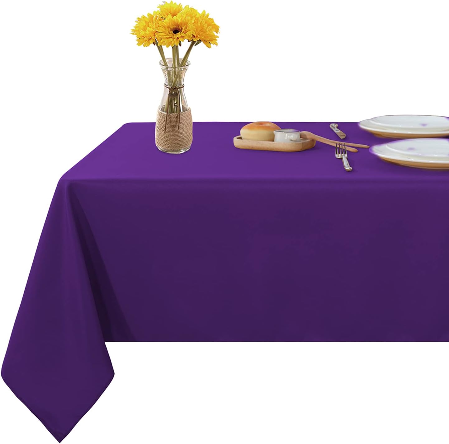 Fitable Rectangle Tablecloth Stain and Wrinkle Resistant Washable Polyester Table Cloth for Buffet Parties and Camping (60x102 inch, Purple)