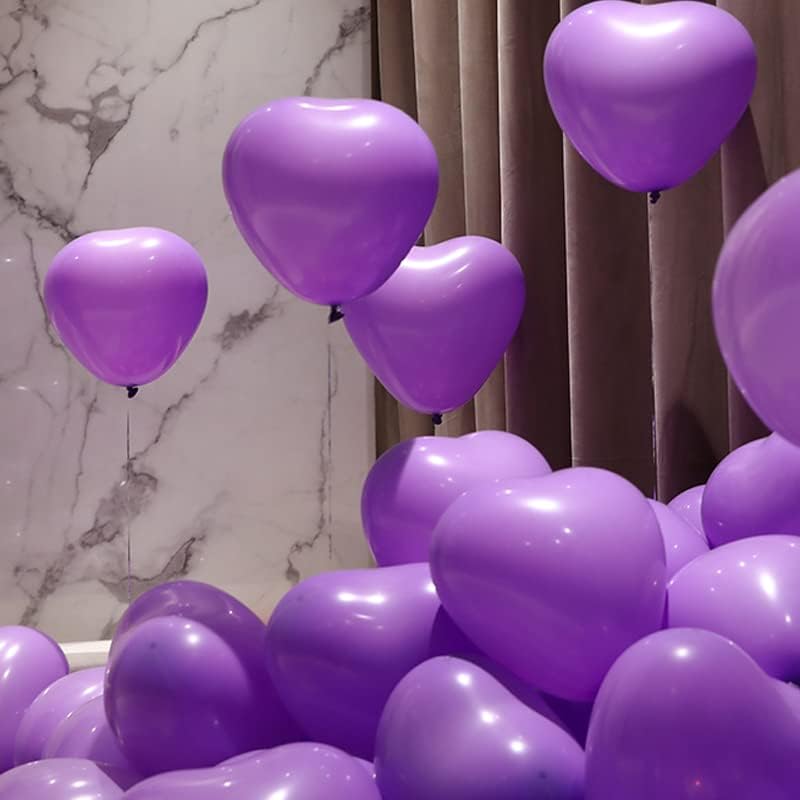 50 6-inch Purple Color Heart shaped Latex Balloons for Valentines Day,Propose Marriage,Wedding Party.