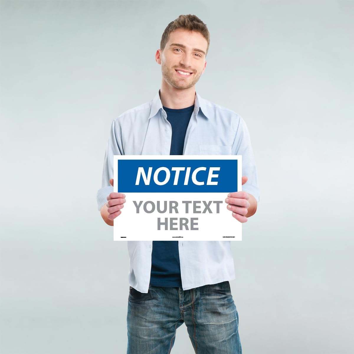 Custom OSHA Style Notice Sign 12" x 18" Adhesive Vinyl Sign, Customizable "Your Text Here", by AccuformNMC Made in USA