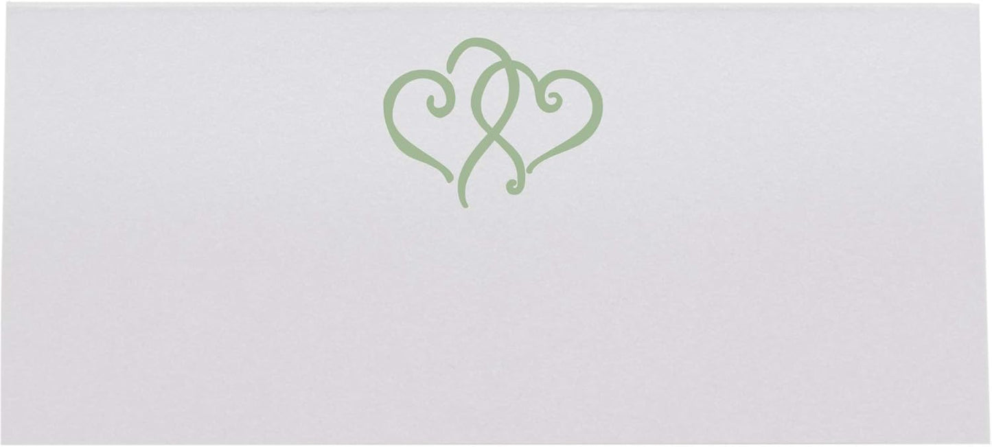 Linked Hearts Printable Place Cards, Sage (Choose Color), Set of 150 (25 Sheets), Laser & Inkjet Printers - Wedding, Party, Dinner, and Special Events - Made in the USA