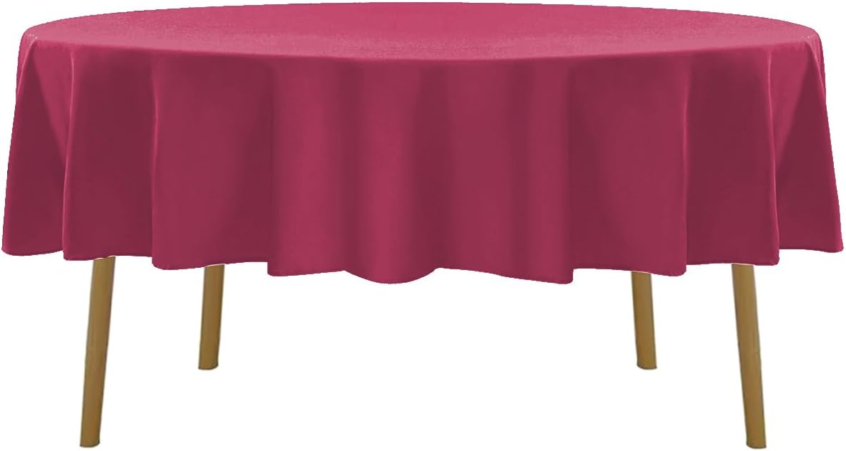 60 inch Round Tablecloth Washable Polyester Table Cloth Decorative Table Cover for Wedding Party Dining Banquet（60 inch,Burgundy）