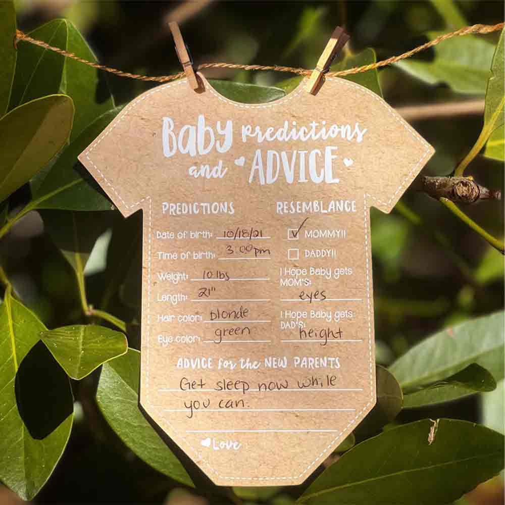 Kate Aspen Baby Predictions for Baby Shower Advice Cards - 50-Count Onesie Shaped Baby Shower Games