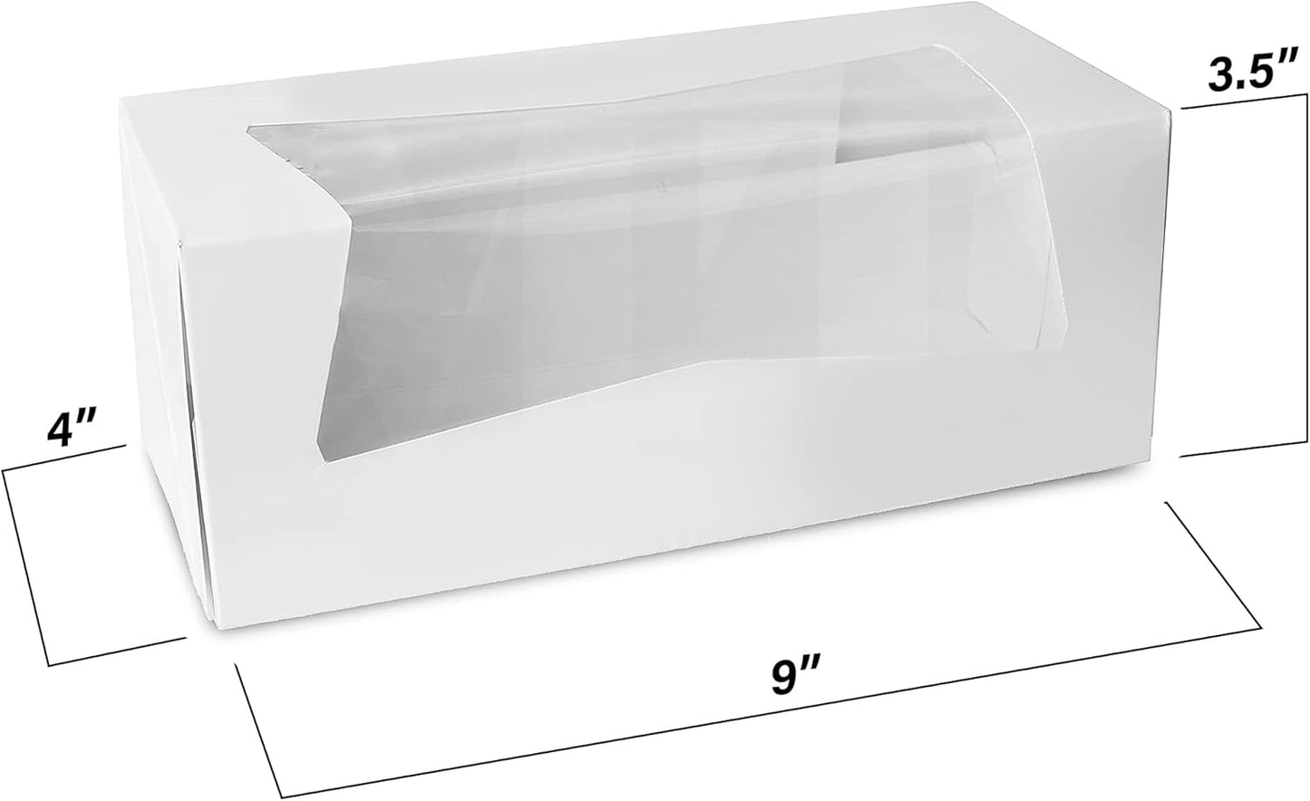 MT Products White Cupcake Boxes 9" x 4" x 3.5" - Auto Pop-Up Bakery Boxes with Window (Pack of 25) - Made in the USA