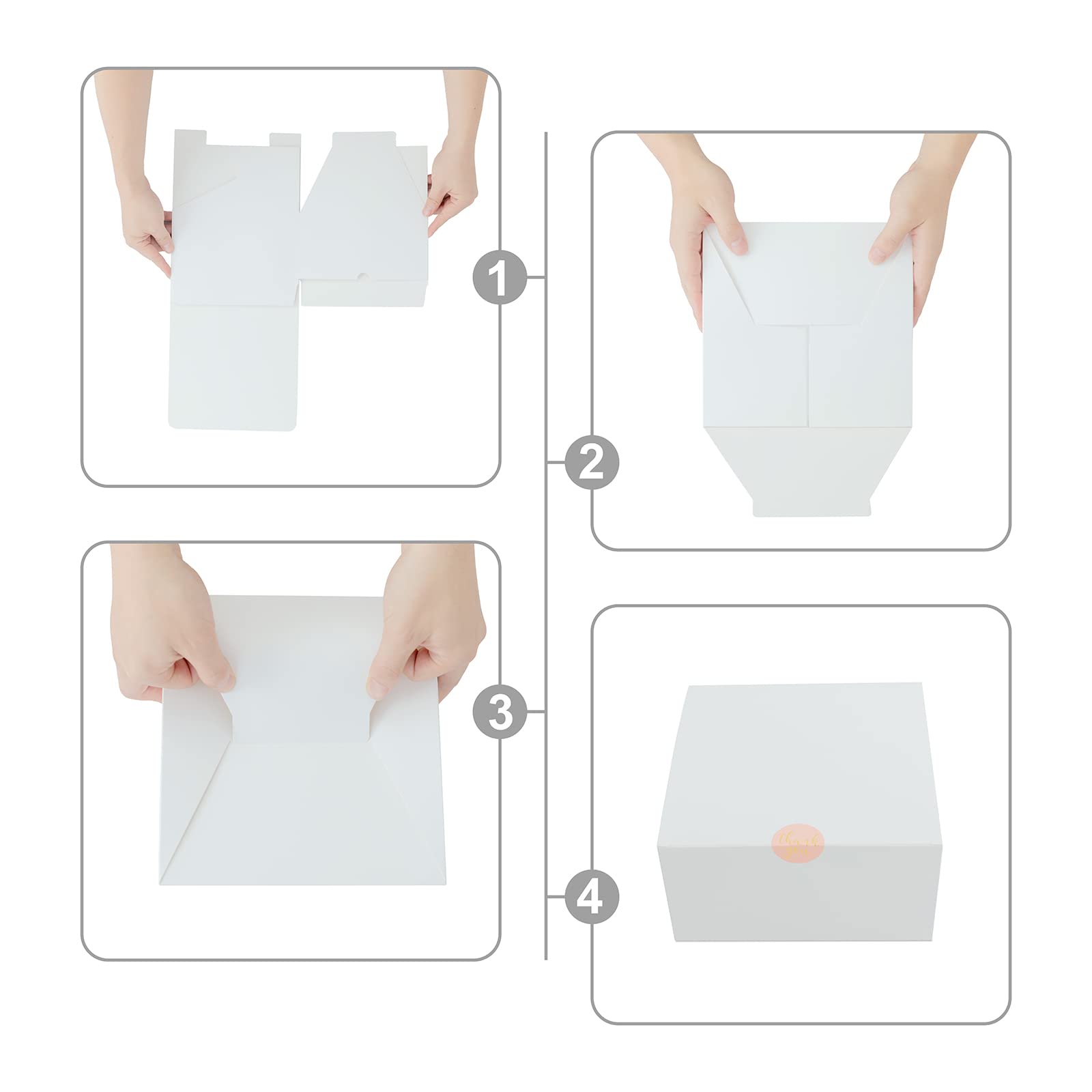 YUEFANBOX White Gift Boxes with Lids 12 Pack 8x8x4 in
