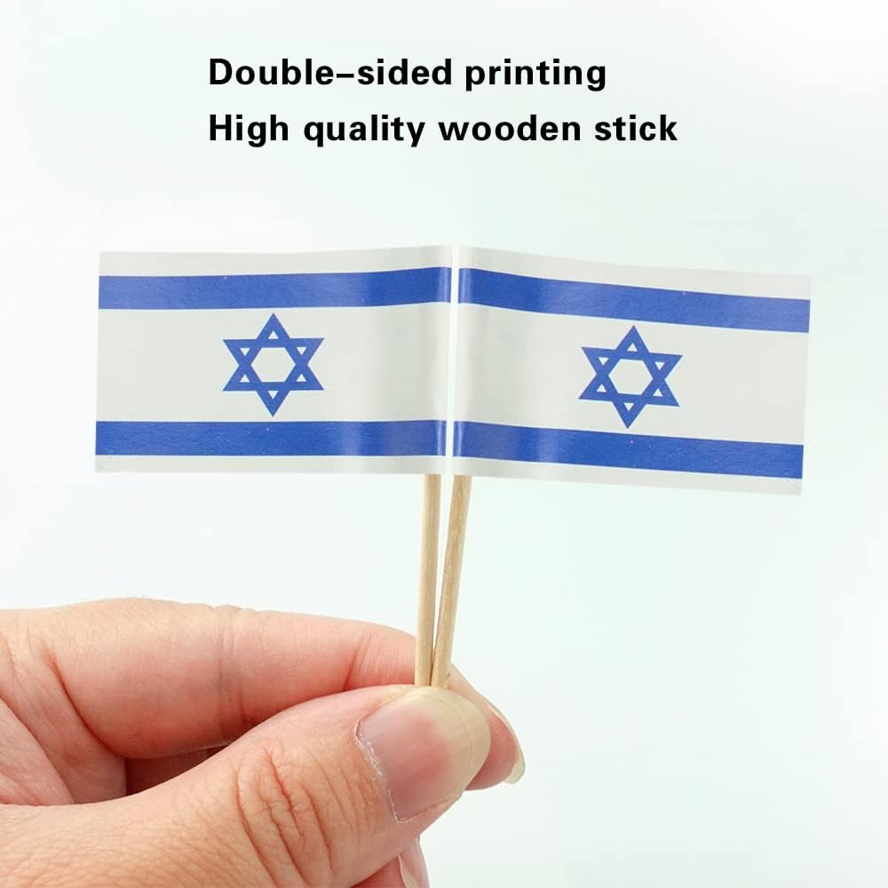 Israel Flag Israeli Flag, Small Mini Israel Toothpick Flags for Food, Cupcakes, Cocktails, Appetizers, Bar Party Decorations
