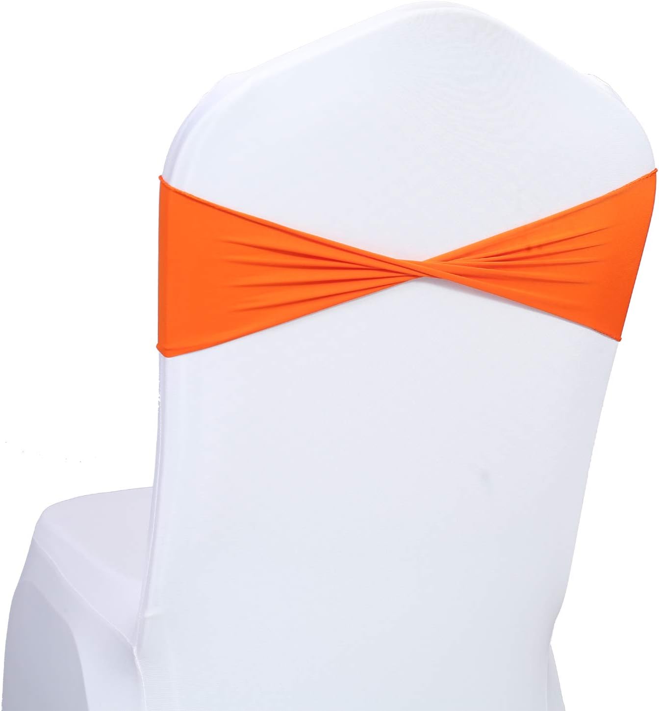 VDS Pack of 250 PCS | Orange | Spandex Chair Sashes Bows Without Buckle | Stretch Elastic Banquet Universal Folding Chair Band Tie with for Wedding Party Conference Celebration Event Decoration