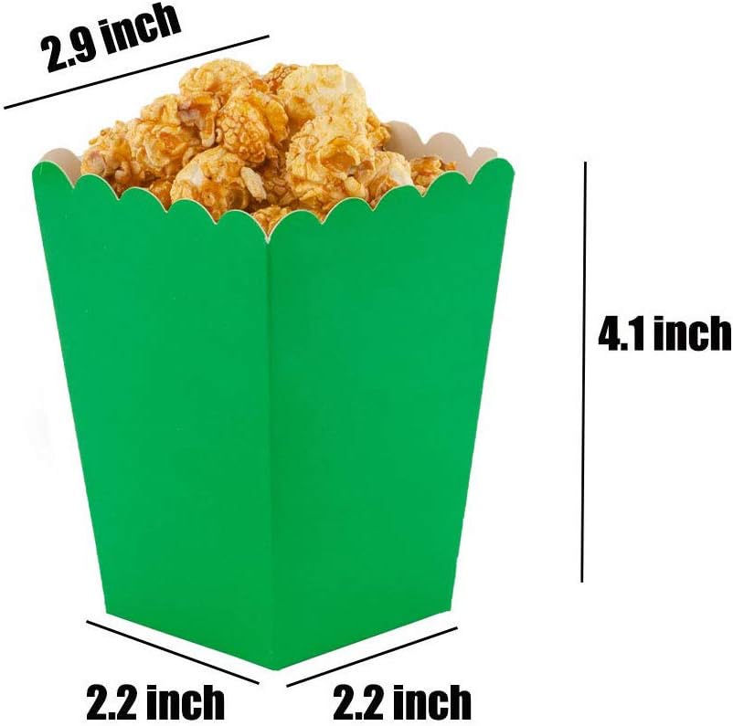 Green Popcorn Boxes Mini Paper Popcorn Box Cardboard Popcorn Container for Party, Pack of 24