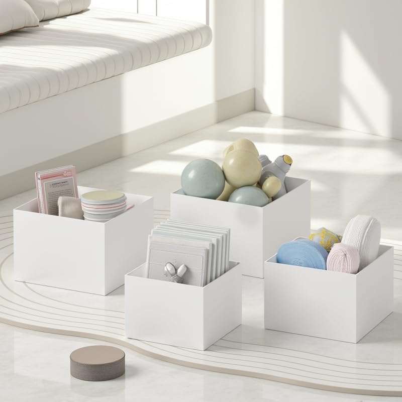 Buffet Risers，Food Risers for Buffet Table，Display Stand Shelf for Party Catering Desset，Acrylic Cube Display Nesting Risers with Hollow Bottoms（6PCS White）