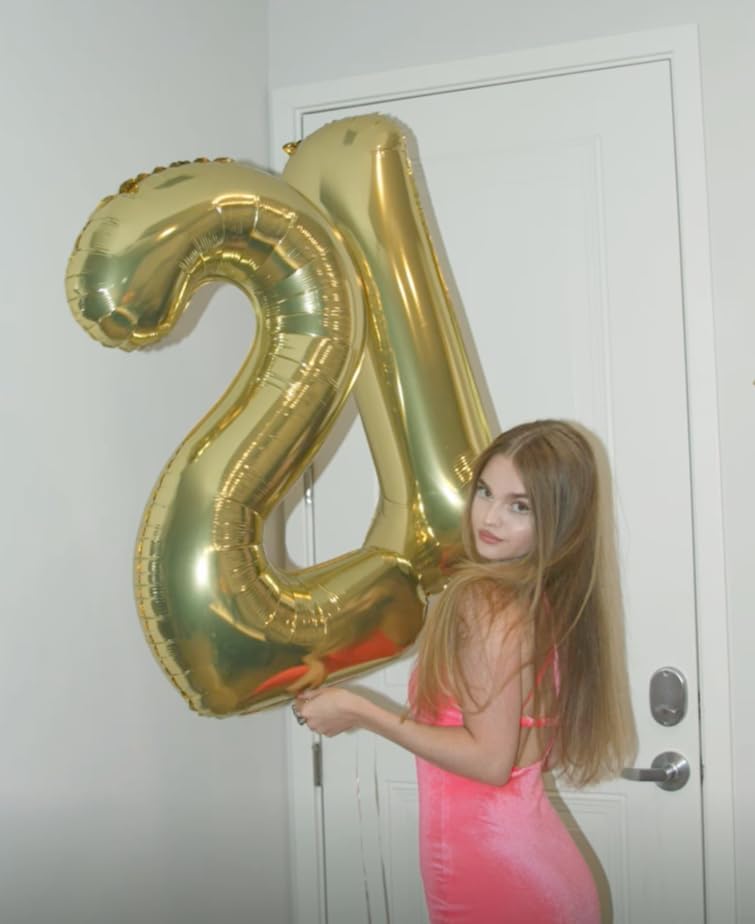 Light Gold Number 1 Balloon 40 inch, Number 1 Birthday Balloons for Boy Girl, Champagne Gold Foil One Balloon for 1st 10 11 12 16 18 Birthday Party, Anniversary Celebration Numbers Decorations