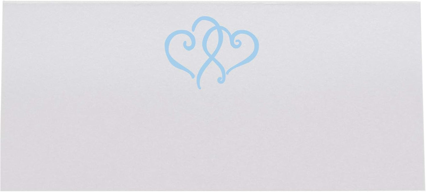 Linked Hearts Printable Place Cards, Light Blue (Choose Color), Set of 150 (25 Sheets), Laser & Inkjet Printers - Wedding, Party, Dinner, and Special Events - Made in the USA