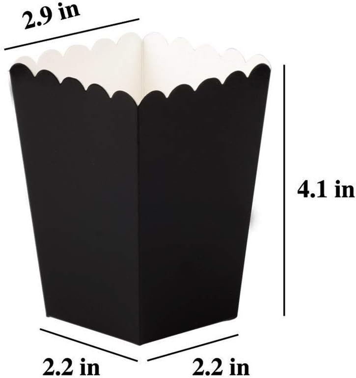 Black Popcorn Boxes Mini Paper Popcorn Box Cardboard Popcorn Container for Party, Pack of 12