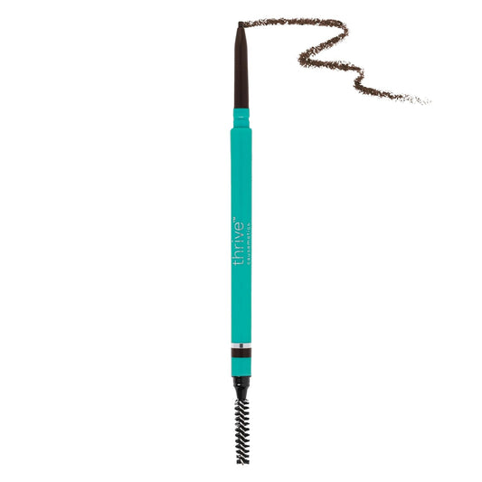 Thrive Causemetics Infinity Waterproof Eyebrow Pencil, Retractable Brow Pencil with Hyaluronic Acid & Shea Butter, Dual Ended Eyebrow Brush Spoolie, Fine Tip, Vegan & Cruelty Free, April (Cool Brown)
