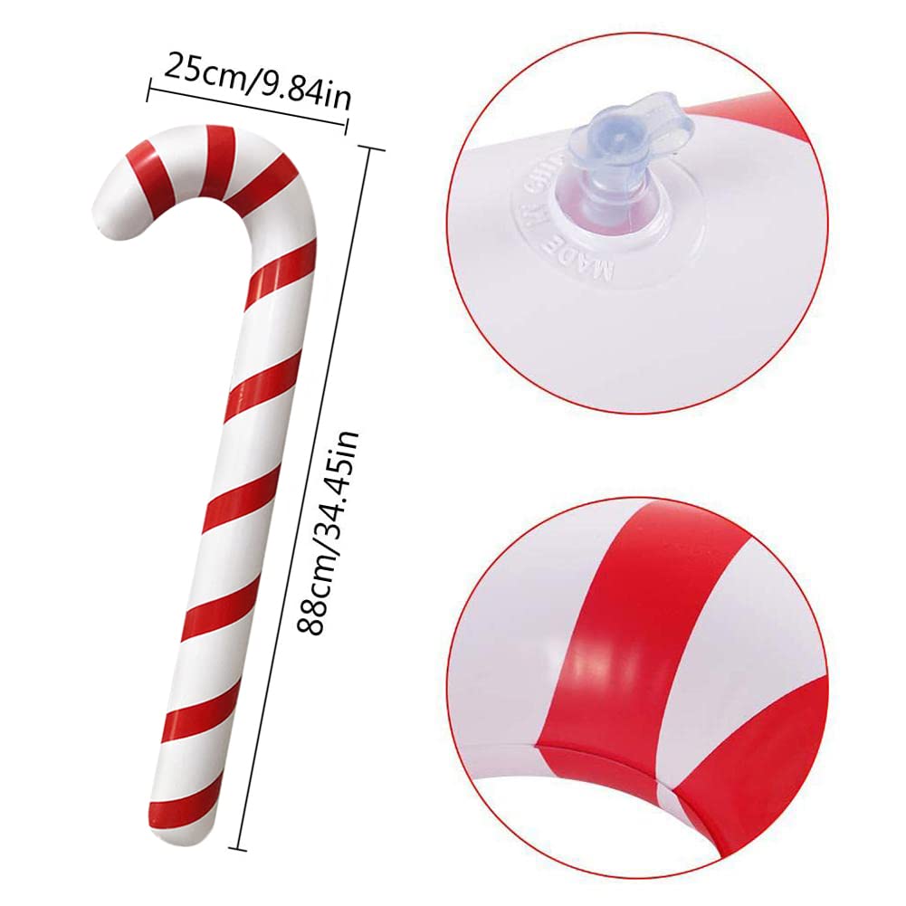 2pcs Inflatable Candy Canes Balloons for Christmas Candy Cane Decorations - Large Pool Floats