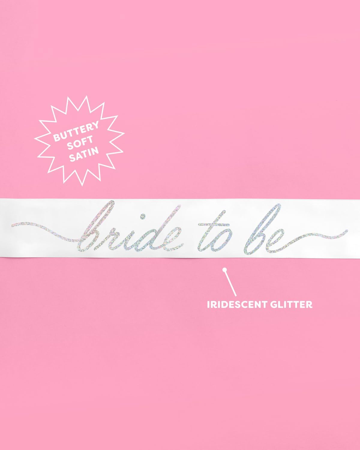 xo, Fetti White Satin Bride to Be Sash, Iridescent Foil | Bachelorette Wearable, Bridal Shower Accessory, Bridesmaid Gift, Bach Party Decoration, Engagement Party Supplies