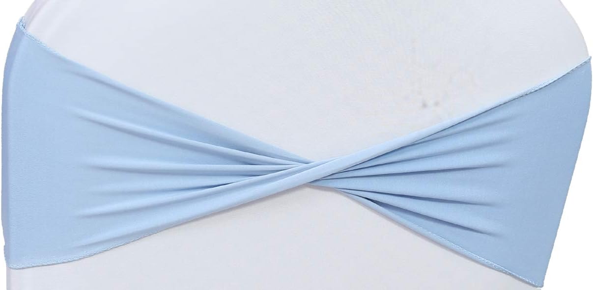 VDS Pack of 150 PCS | Baby Blue | Spandex Chair Sashes Bows Without Buckle | Stretch Elastic Banquet Universal Folding Chair Band Tie with for Wedding Party Conference Celebration Event Decoration