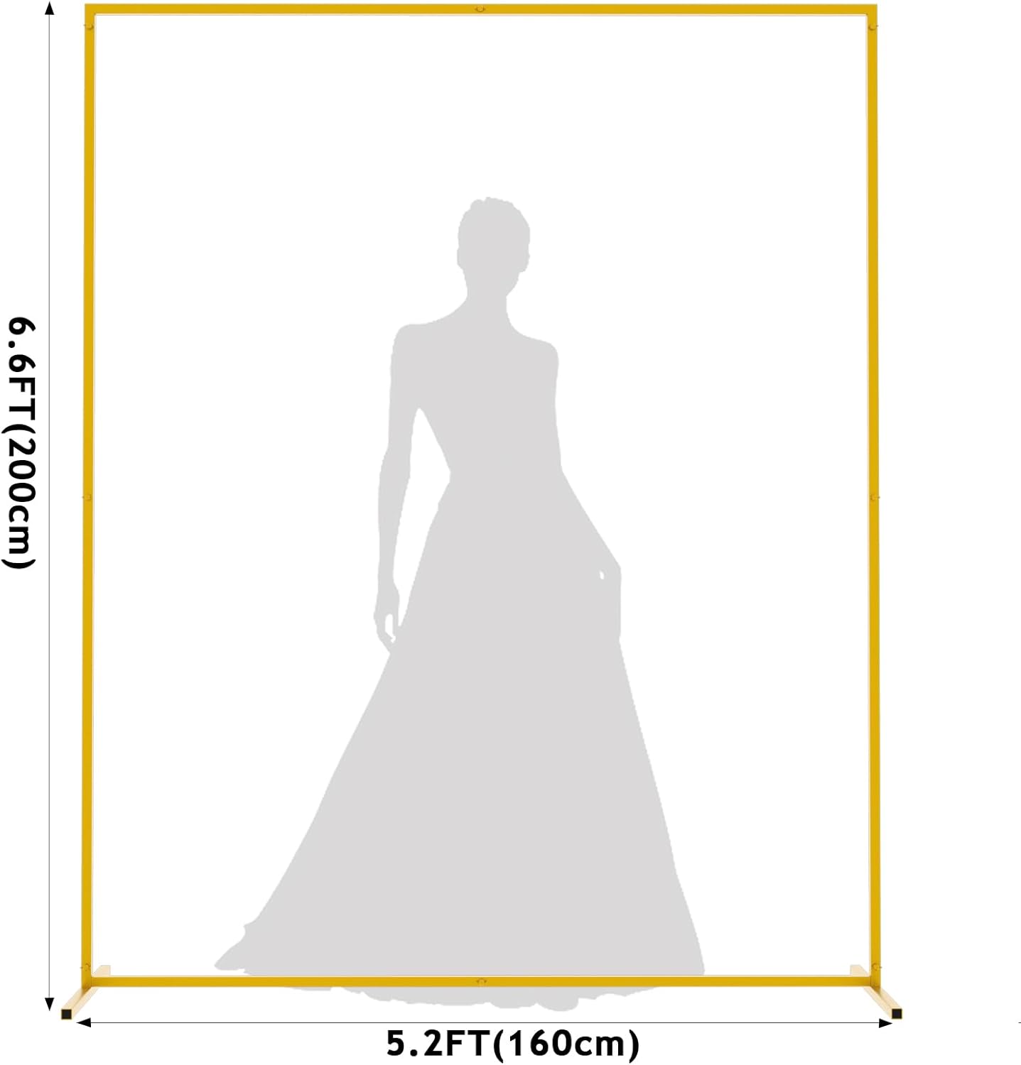 Asee'm 6.6FTx5.2FT Gold Wedding Arch Backdrop Stand Square Metal Rectangular Arch Frame for Ceremony Party Birthday Bridal Baby Shower Anniversary Arbor Balloon Decoration