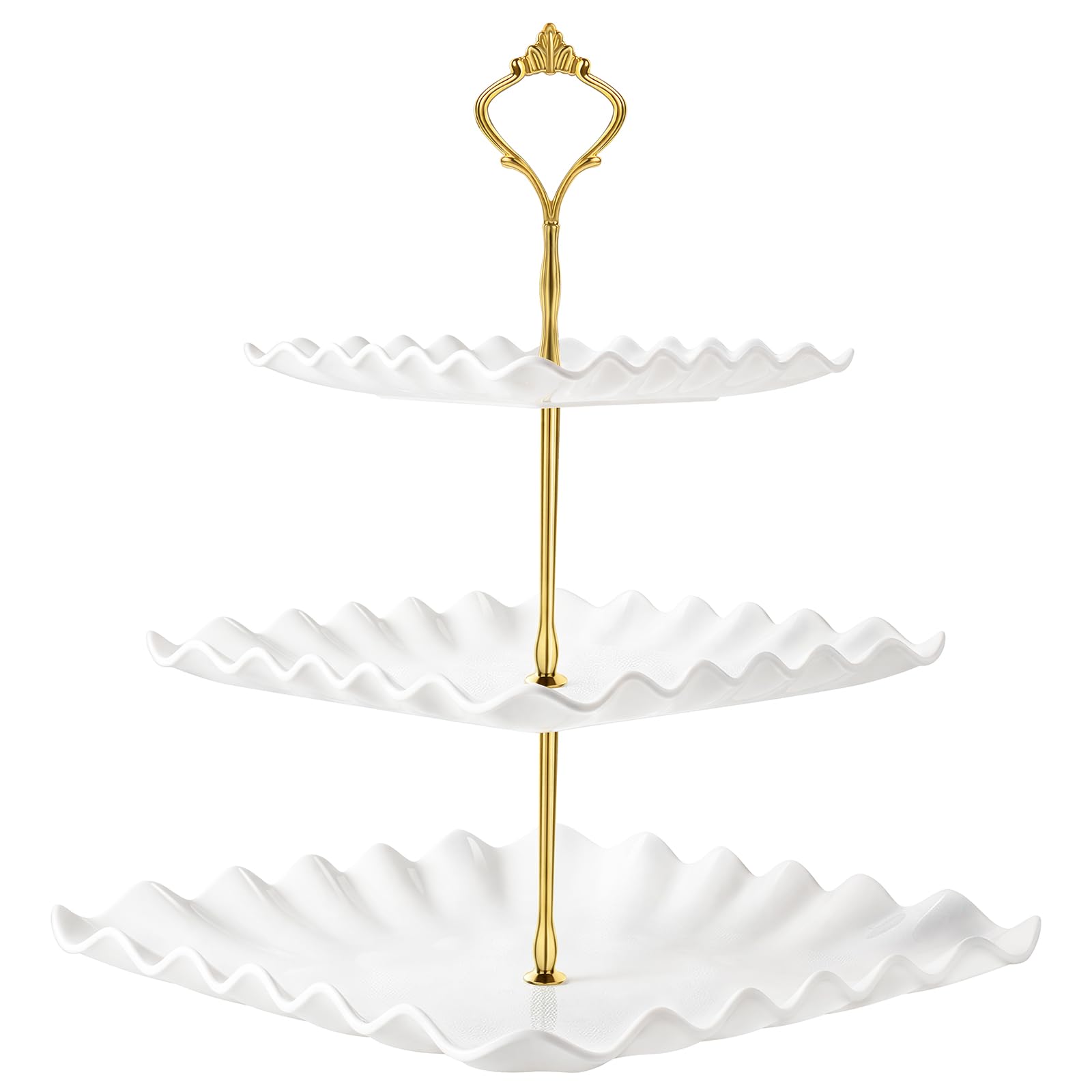 DAFURIET Plastic Dessert Cupcake Stand, 3 Tier Cupcake Tower Holder, White
