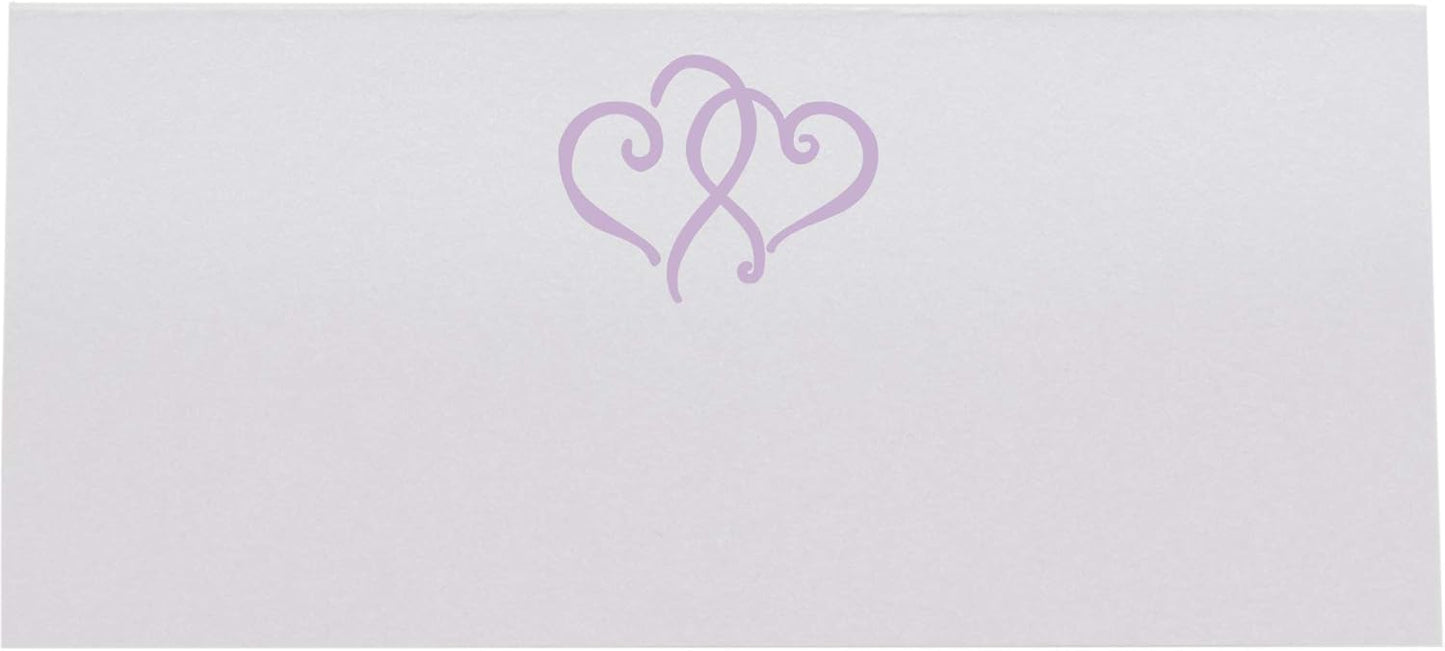 Linked Hearts Place Cards, Lavender (Choose Color), Set of 60, Pre-cut and Scored - Wedding, Party, Dinner, and Special Events - Made in the USA
