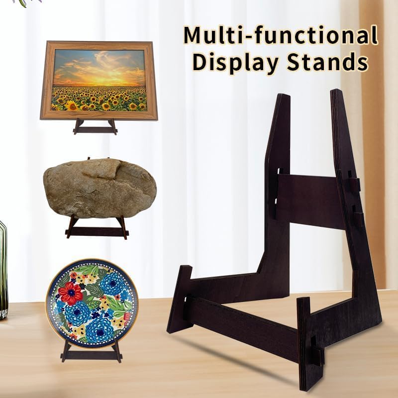 15.5 Inch Large Plate Stands for Display, Wooden Picture Frame Stand, Decorative Easel Holder for Plates, Bowl, Plaque, Pictures, Books (1 Pack )